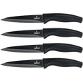 Steak Knife Set 4 Titanium Coated Black Handle, Black Blade