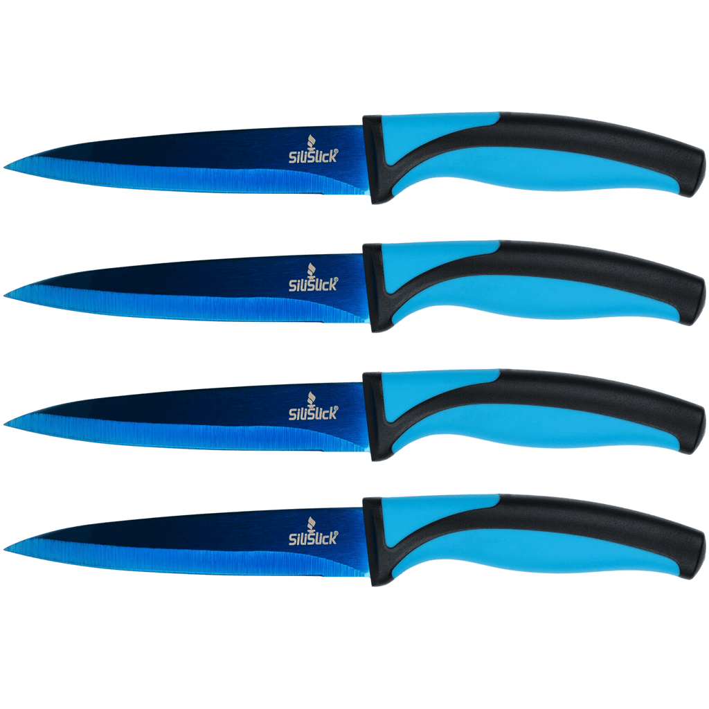 Steak Knife Set 4 Titanium Coated Deep Blue Blade
